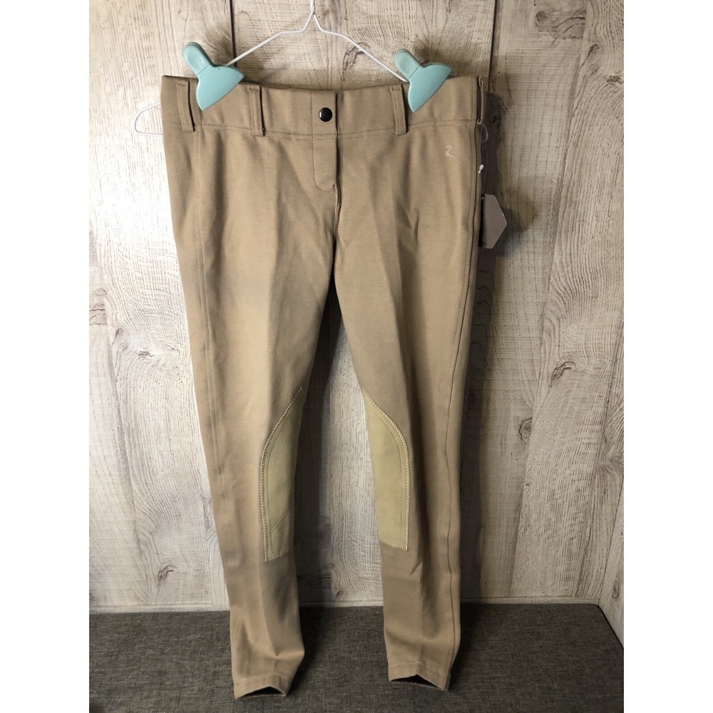 Horze Womens Equestrian Riding Breeches Tan Beige Knee Patch Pants USA 26